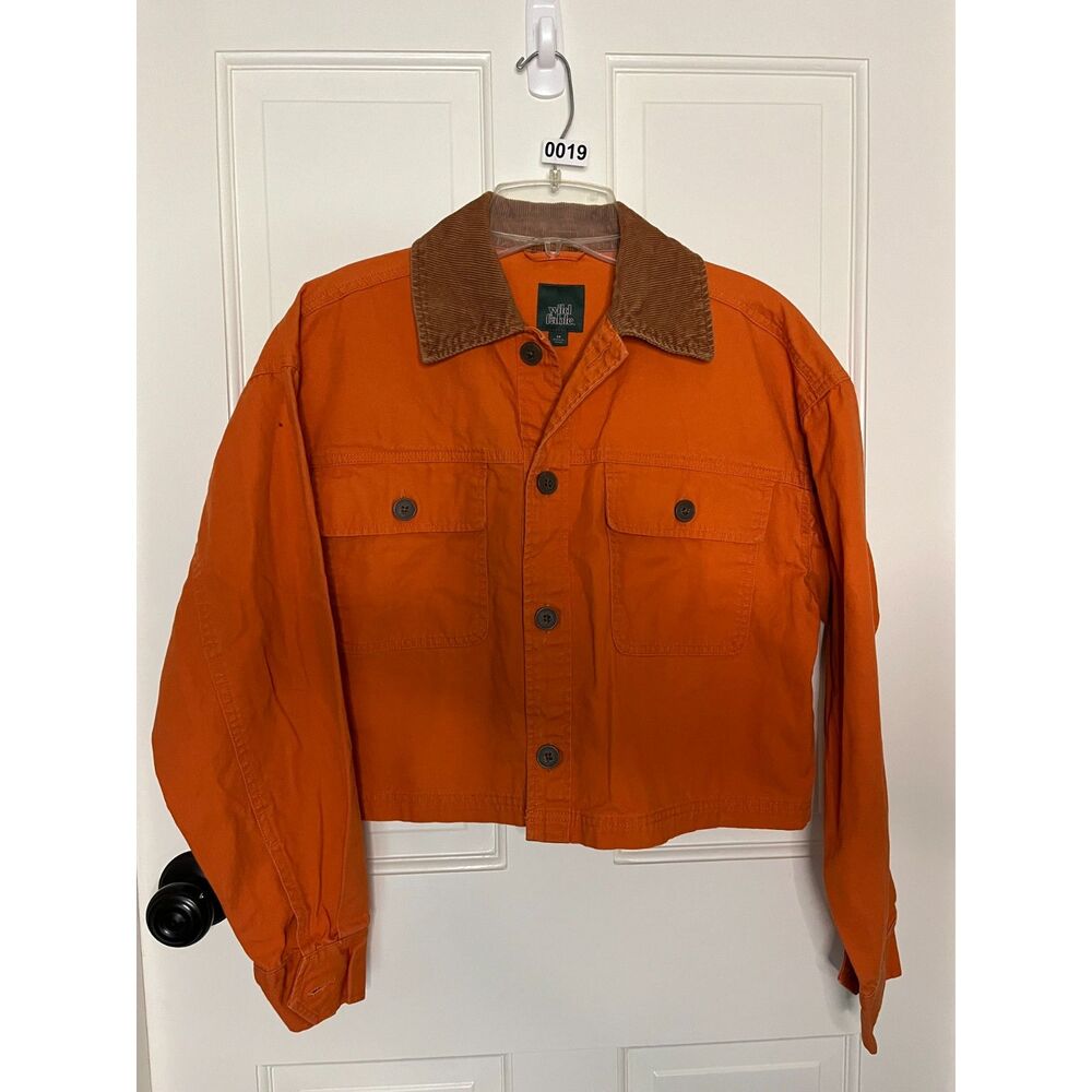 Wild Fable Womens XS Burnt Orange Cropped Utility Jacket Corduroy Collar